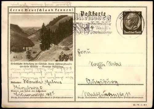 Ganzsache Kr. Hildburghausen, Lern Deutchland kennen! 1936