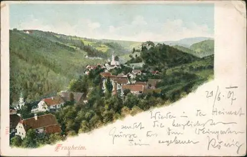 Postcard Frauheim-Rače-Fram Fram Panorama mit Berg 1907