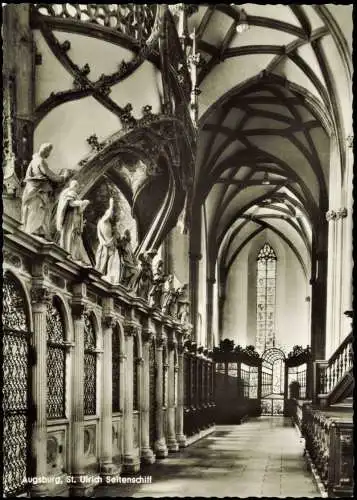 Ansichtskarte Augsburg Innenansicht Kirche St. Ulrich Seitenschiff 1960