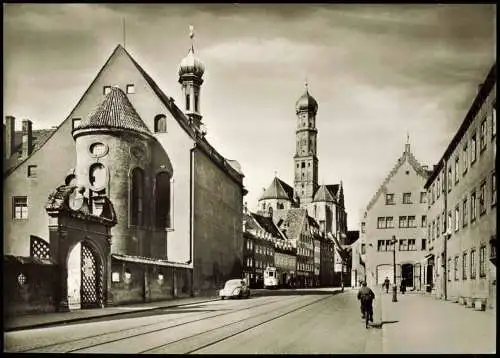 Augsburg Straßen Partie St. Ulrich und St. Margareth, VW Käfer 1960