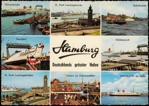 Altona-Hamburg Hafen (Mehrbildkarte, div. Werften und Schiffe) 1965