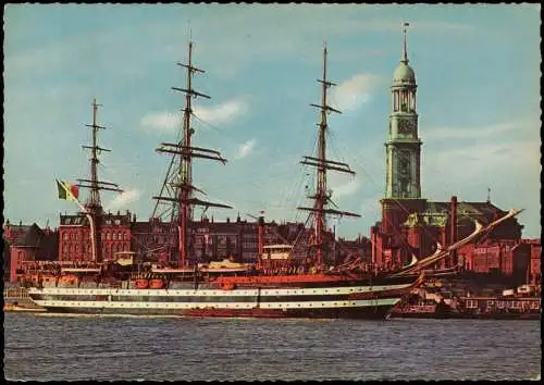Ansichtskarte Altona-Hamburg Hafen Segelschulschiff Amerigo Vespucci 1964