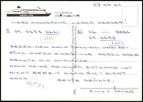 Ansichtskarte  Schiff Ship Fähre MS CINDERELLA VIKING LINE 2001