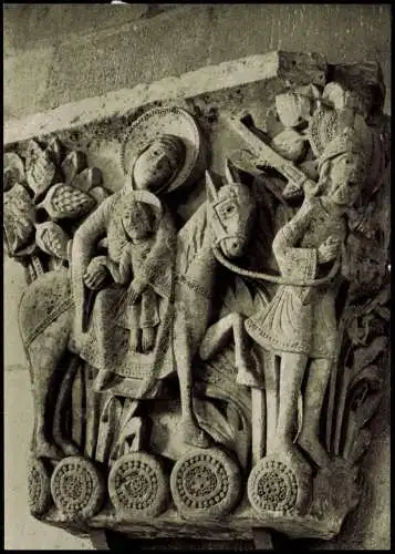Autun FLUCHT NACH ÄGYPTEN Kapitell, 12. Jh., Autun, Kathedrale 1970