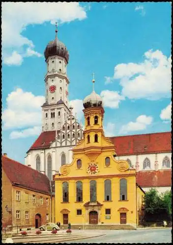 Ansichtskarte Augsburg VW Käfer vor der Kirche St. Ulrich 1969