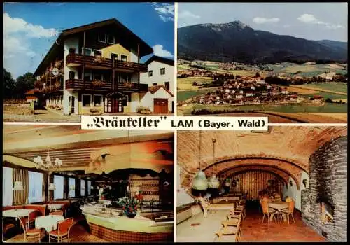 Lam (Oberpfalz) Hotel BRÄUKELLER Café Konditorei (Mehrbildkarte) 1987/1979