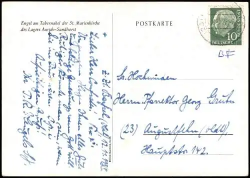 Engel am Tabernakel der St. Marienkirche des Lagers Aurich-Sandhorst 1955