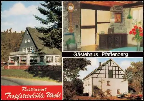 Wiehl Mehrbild-AK Restaurant Tropfsteinhöhle Gästehaus Pfaffenberg 1975