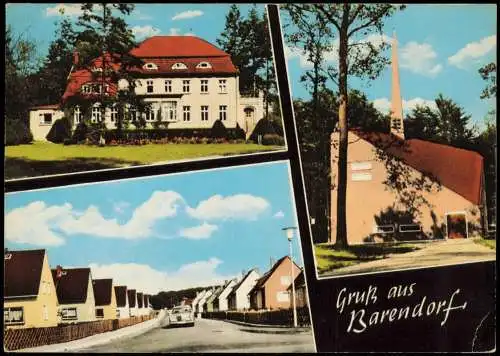 Ansichtskarte Barendorf 3 Bild Straße Kirche Schloß 1973