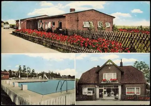 Ansichtskarte Rantrum 3 Bild Baracke Bäckerei Schwimmbad Kr. Husum 1969