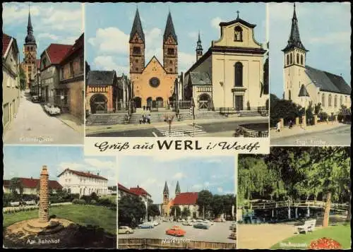 Ansichtskarte Werl (Westfalen) Am Bahnhof Evgl. Kirche In Kurpark MB 1978
