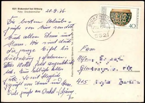 Ansichtskarte Bickendorf LK Bitburg-Prüm Partie an der Stadt 1976