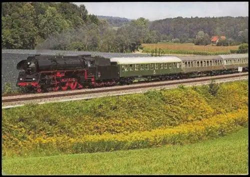 Ansichtskarte  Dampflokomotive mit Waggon Eisenbahn 1996