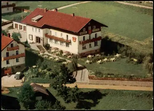 Ansichtskarte Bodenmais Hotel Pension Café HUBERTUS vom Flugzeug aus 1974