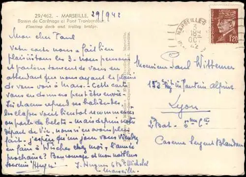 CPA Marseille Bassin de Carénage et Pont Tranbordeur. 1942
