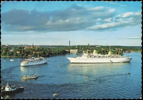 Postcard Stockholm Schiff M/S Kungsholm på kryssningsbesök 1973