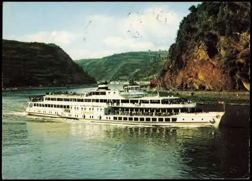 Ansichtskarte Sankt Goar Rheintal Loreley Rheinschiff 1971  Bordstempel