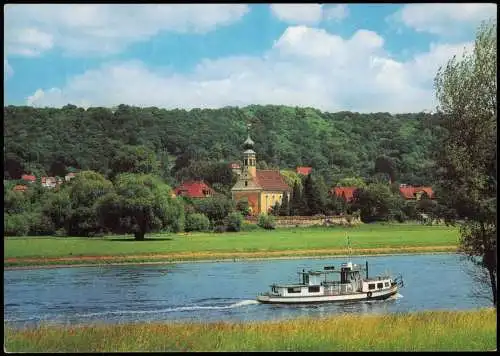Ansichtskarte Hosterwitz-Dresden Ev.-Luth. Kirche Maria am Wasser Fähre 1995