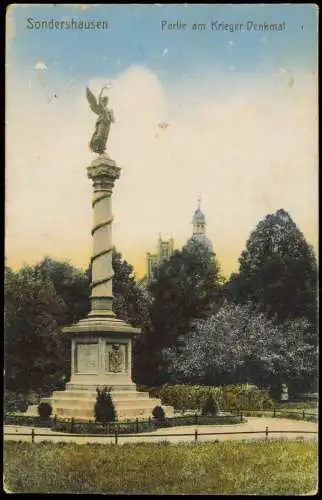 Ansichtskarte Sondershausen Partie am Kriegerdenkmal 1920
