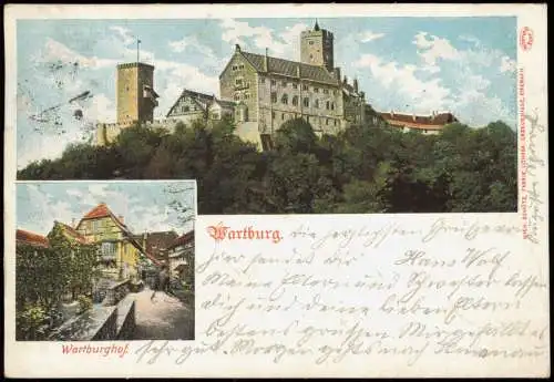 Ansichtskarte Eisenach 2 Bild Wartburg u. Burghof 1901