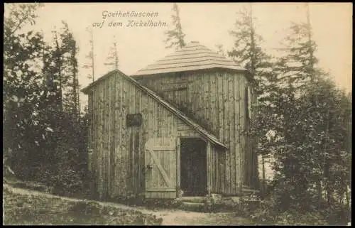 Ansichtskarte Gabelbach-Ilmenau auf dem Kickelhahn. Goethehäuschen 1913