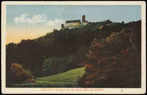Ansichtskarte Eisenach Wartburg von der Reuter-Villa aus gesehen. 1922