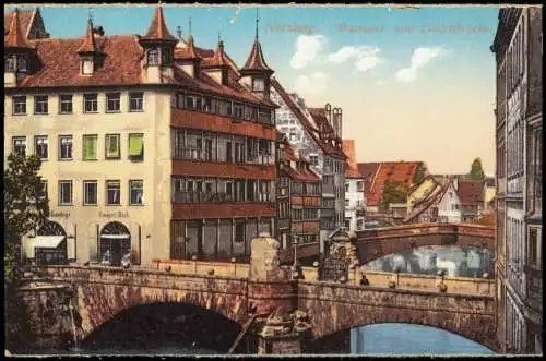 Ansichtskarte Nürnberg Museums- und Fleischbrücke 1910