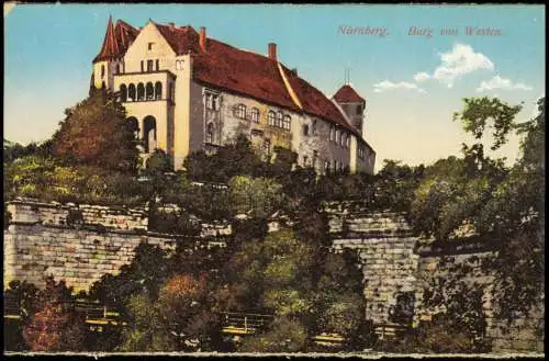 Ansichtskarte Nürnberg Burg von Westen 1910