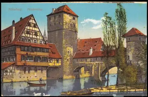 Ansichtskarte Nürnberg Partie am Henkersteg 1910