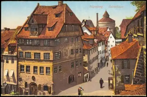 Ansichtskarte Nürnberg Strassen Partie am Albrecht-Dürer-Haus 1910