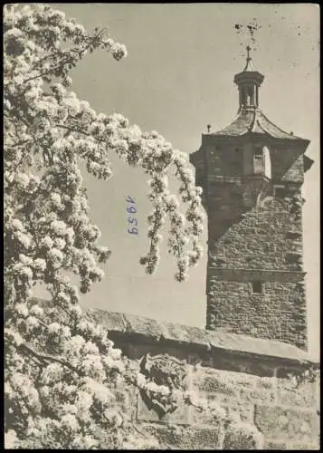 Ansichtskarte Rothenburg ob der Tauber Klingentor Baumblüte Fotokunst 1959
