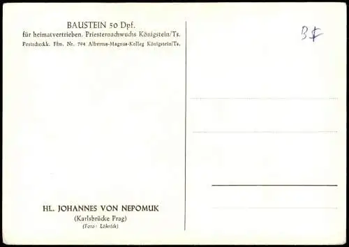 Postcard Prag Praha Karlsbrücke Prag HL. JOHANNES VON NEPOMUK 1960