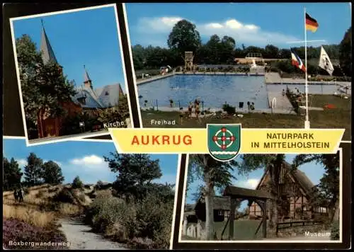 Ansichtskarte Aukrug 4 Bild Freibad Museum Boxbergwanderweg 1981