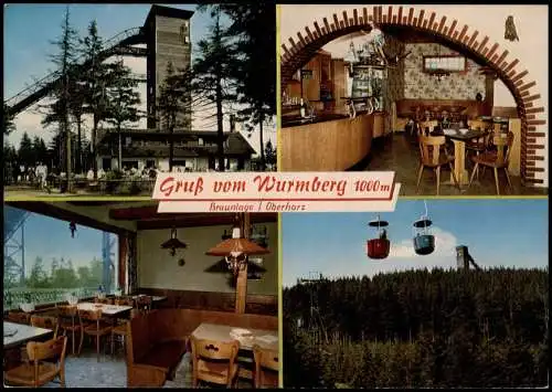 Ansichtskarte Braunlage Wurmberggaststätte Gastraum Seilbahn Harz 1978