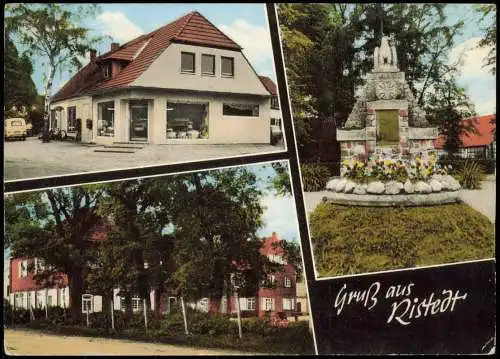 Ansichtskarte Ristedt-Syke 3 Bild Denkmal Geschäft 1965