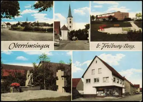 Ansichtskarte Oberrimsingen-Breisach (Rhein) MB: Schule Stadt Bäckerei 1969