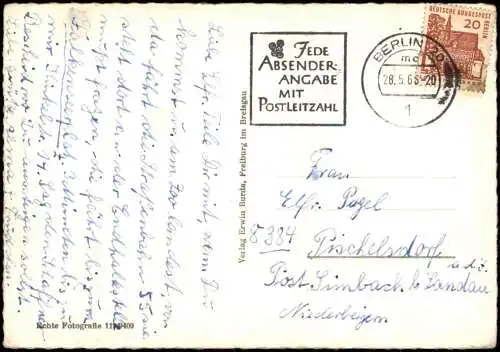 Ansichtskarte Gaienhofen Stadt Untersee Bodensee und Berlingen Schweiz 1965