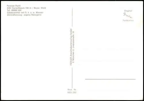 Ansichtskarte Kerschbaum Bayerischer Wald Pension Raith 1981