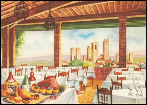 Cartolina Siena HOTEL LA CISTERNA - RESTAURANT LE TERRAZZE 1968