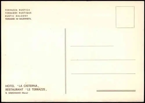 Cartolina Siena HOTEL LA CISTERNA - RESTAURANT LE TERRAZZE 1968
