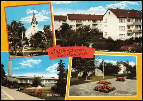 Gräfenhausen-Weiterstadt MB: Kirche Neues Viertel Bürgerhaus 1987