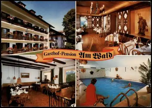 Ansichtskarte Bad Tölz Mehrbild-AK Gasthof-Pension Am Wald 1995 Goldprägung