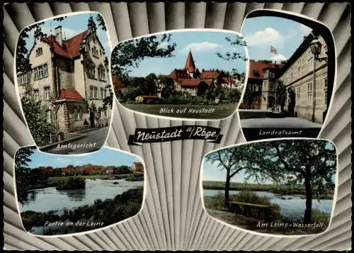 Neustadt Rübenberge Mehrbild-AK Amtsgericht Landratsamt Leine-Wasserfall 1965