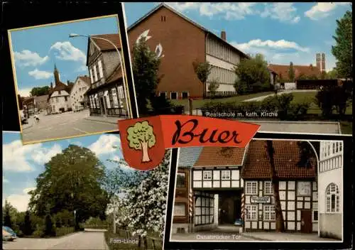 Buer Melle Ortsansichten u.a. Osnabrücker Tor Realschule m. kath. Kirche 1970