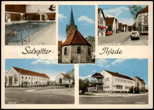 Thiede-Salzgitter Mehrbild-AK Ortsansichten u.a. Hallenbad, Schule, Postamt 1978