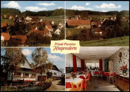Waldbrunn Odenwald Ortsansichten Reklame-Karte Privat-Pension H. Hagendorn 1975