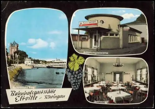 Eltville Rhein Mehrbildkarte Bahnhofsgaststätte Restaurant Inh. M. Zeuner 1965