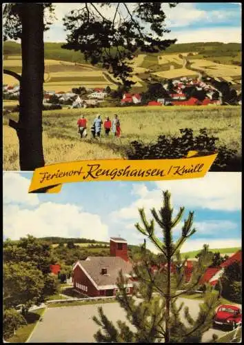 Rengshausen-Knüllwald 2-Bild-Karte u.a. Panorama  Partie a.d. Kirche 1978