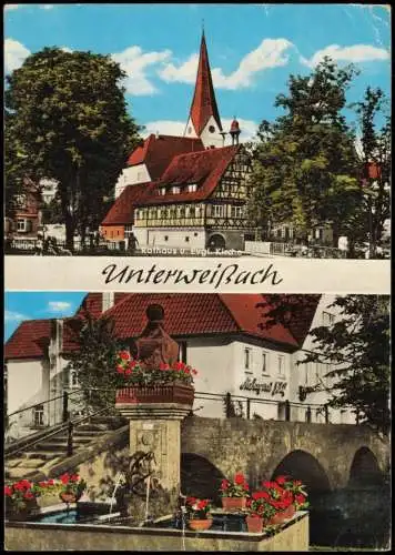 Ansichtskarte Unterweissach 2-Bild-Karte mit Ortsansichten 1976