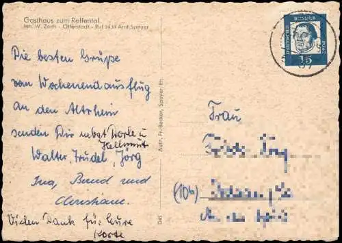 Otterstadt Mehrbildkarte mit Ortsansichten Gasthaus zum Reffental 1964